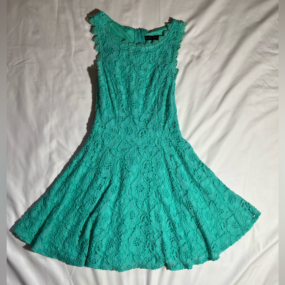 City Studio Blue Fit and Flare Sleeveless Dress